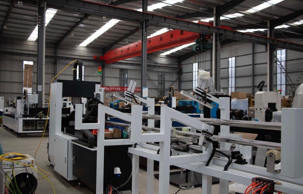 Production machinery lined up on a modern factory floor
